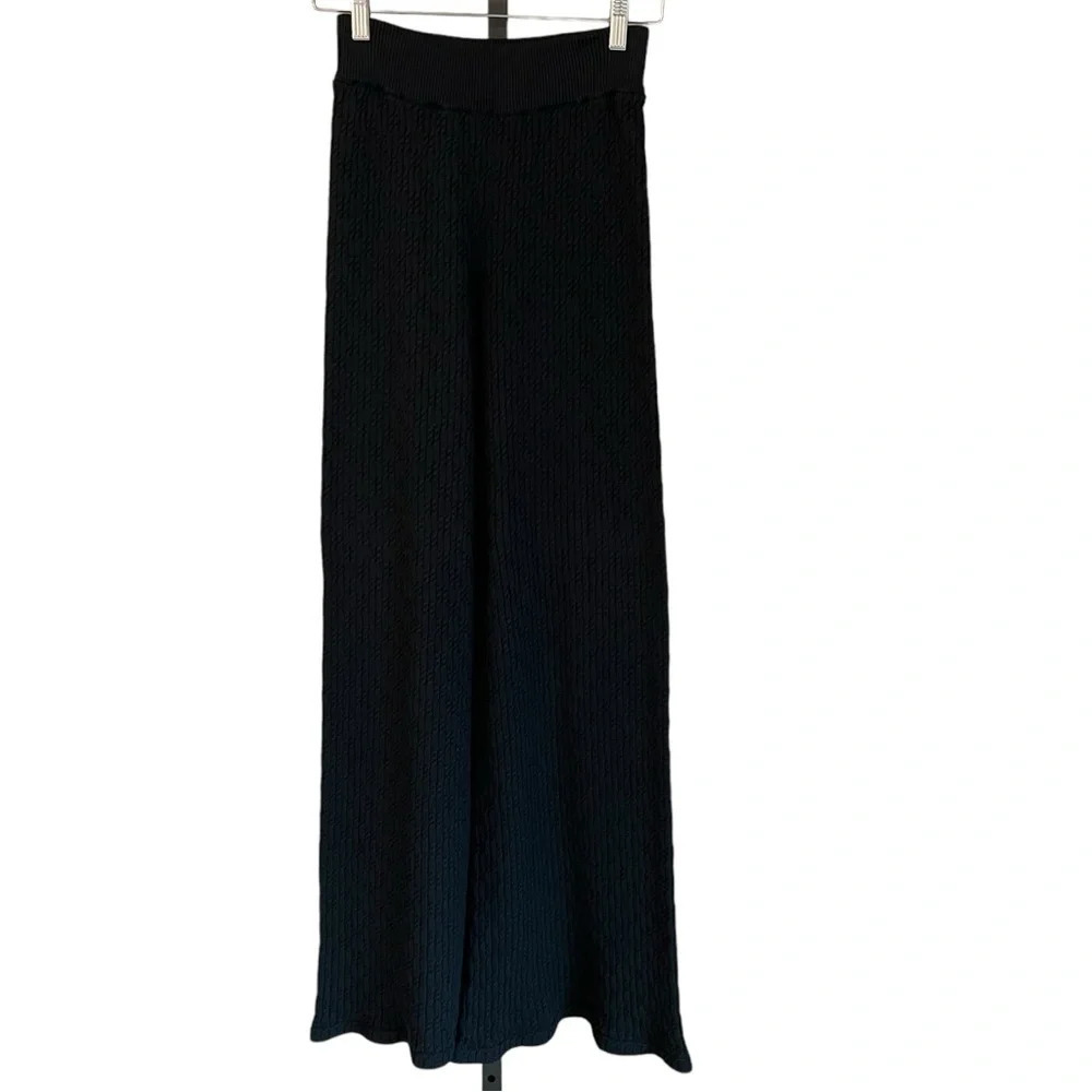 Mr. Mittens Cable Knit Trouser Pants Black XS/S NWT Quiet Luxury Minimalist Chic